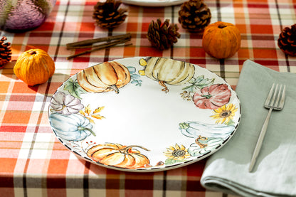 Fall Pumpkins with Sunflowers Dinner Plate