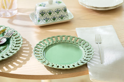 Green Heirloom Fine Porcelain Dessert Plate