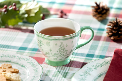 Festive Pup and Tree Fine Porcelain Latte Mug