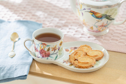 Spring Flowers with Hummingbird Fine Porcelain Tea Snack Set