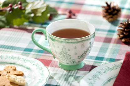 Festive Pup and Tree Fine Porcelain Latte Mug