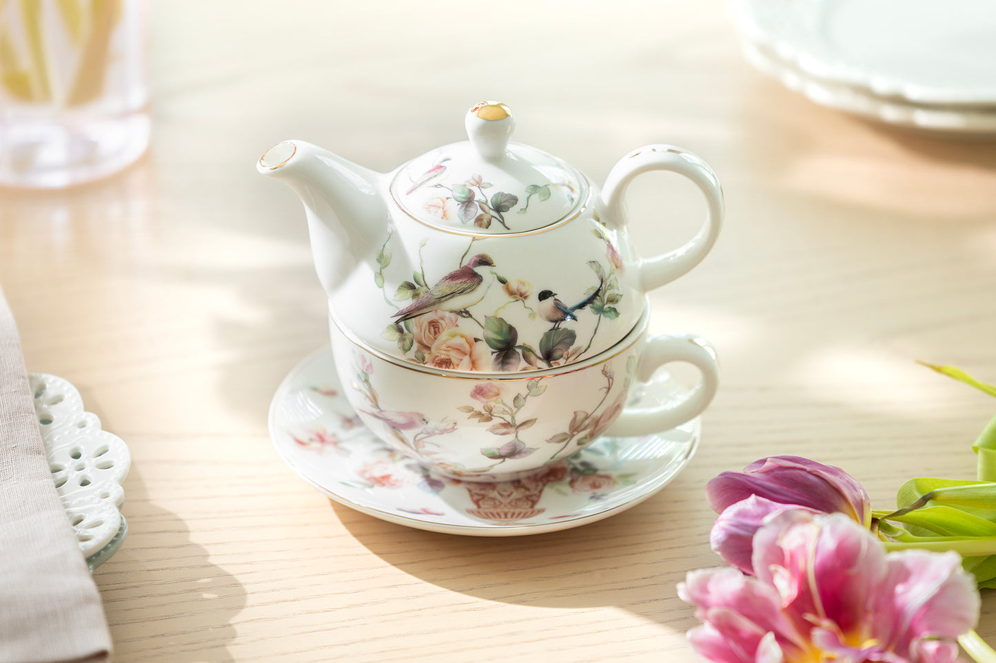 Magnolia Garden Fine Porcelain Tea For One Set