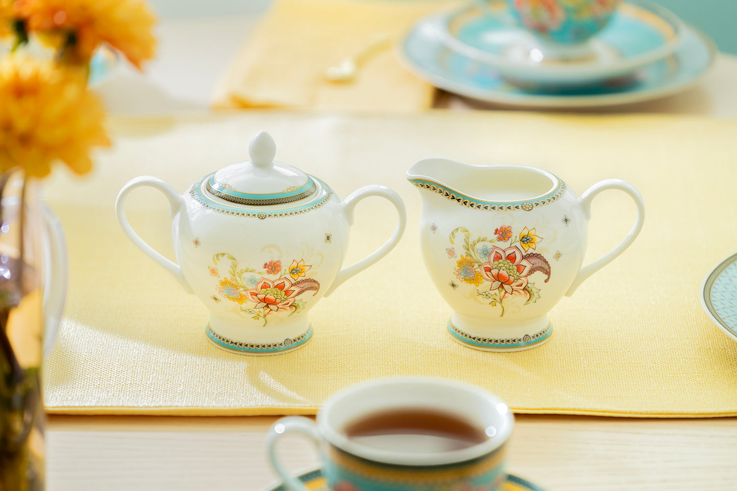 Emperor's Garden Fine Porcelain Sugar & Creamer Set