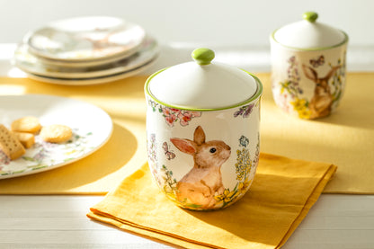 Spring Garden Bunny 8" Tall Large Size Canister