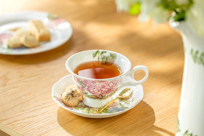 Hydrangea with Hummingbird Bone China Cup and Saucer
