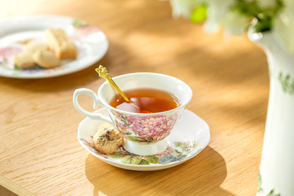 Hydrangea with Hummingbird Bone China Cup and Saucer