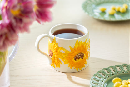 Sunflower Embossed Reactive Glazed Coffee Mug