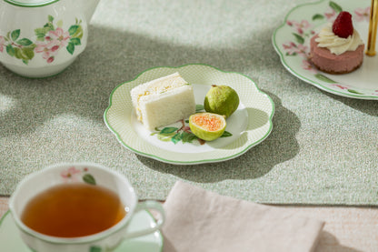 Apple Blossom Green Lattice Bone China Appetizer Plate