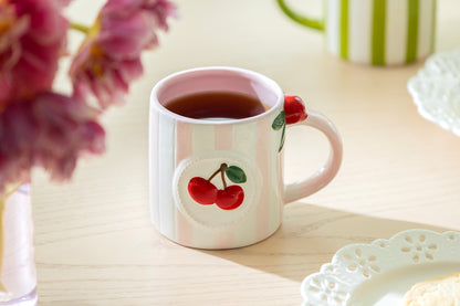 Cherry Pink Stripe Mug