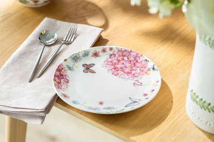 Hydrangea with Butterflies Fine Porcelain Dessert Plate
