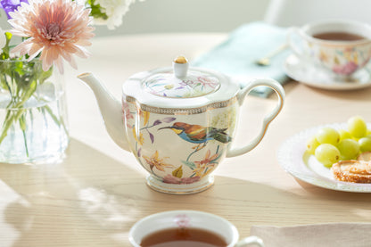 Spring Flowers with Hummingbird Fine Porcelain Teapot