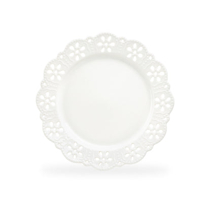 White Lace Blossom Fine Porcelain Dessert Plate