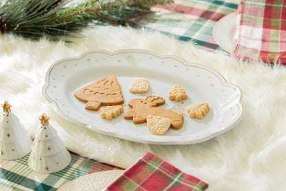Holiday Gold Pine Fine Porcelain Oval Serving Platter