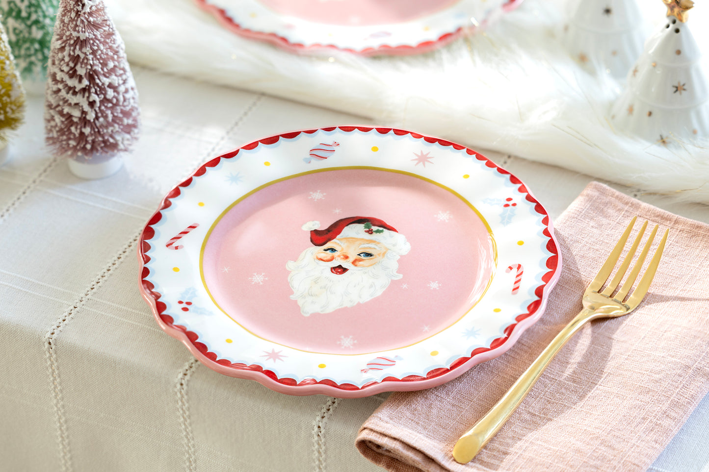 Pink Santa Dessert/Salad Plate