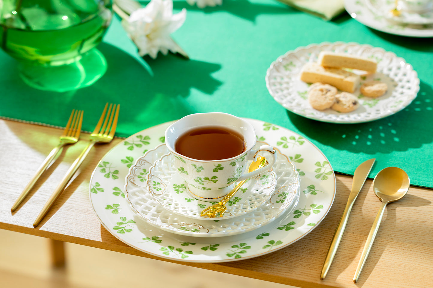 Shamrock Pierced Fine Porcelain Dessert Plate