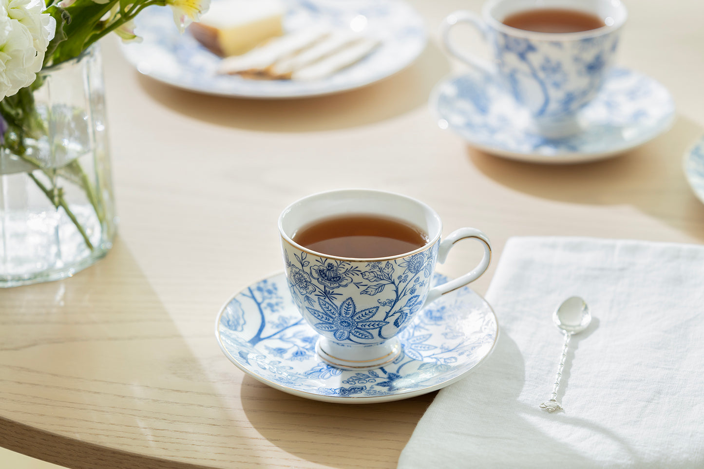 Blue Blossom Fine Porcelain Tea Cup and Saucer