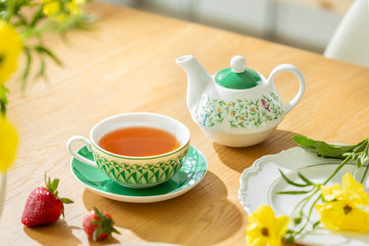 Emerald Geo Bloom Fine Porcelain Tea For One Set