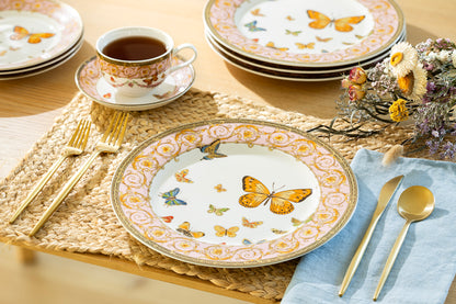 Butterflies with Pink Ornament Fine Porcelain Dinner Plate