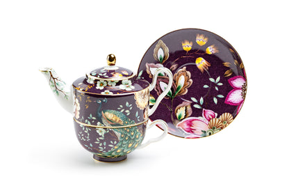 Peacock Lotus Garden Plum Tea For One Set