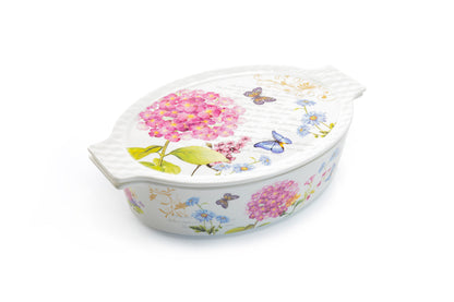 Hydrangea with Butterflies 1.4 qt. Oval Casserole