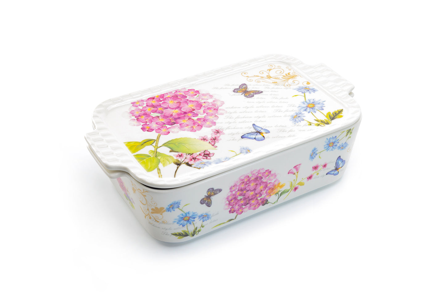 Hydrangea with Butterflies 2 qt. Rectangular Casserole