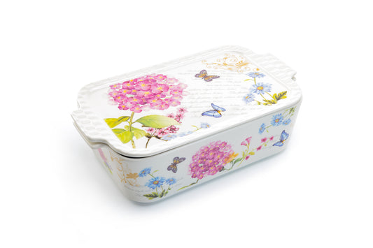 Hydrangea with Butterflies 2 qt. Rectangular Casserole