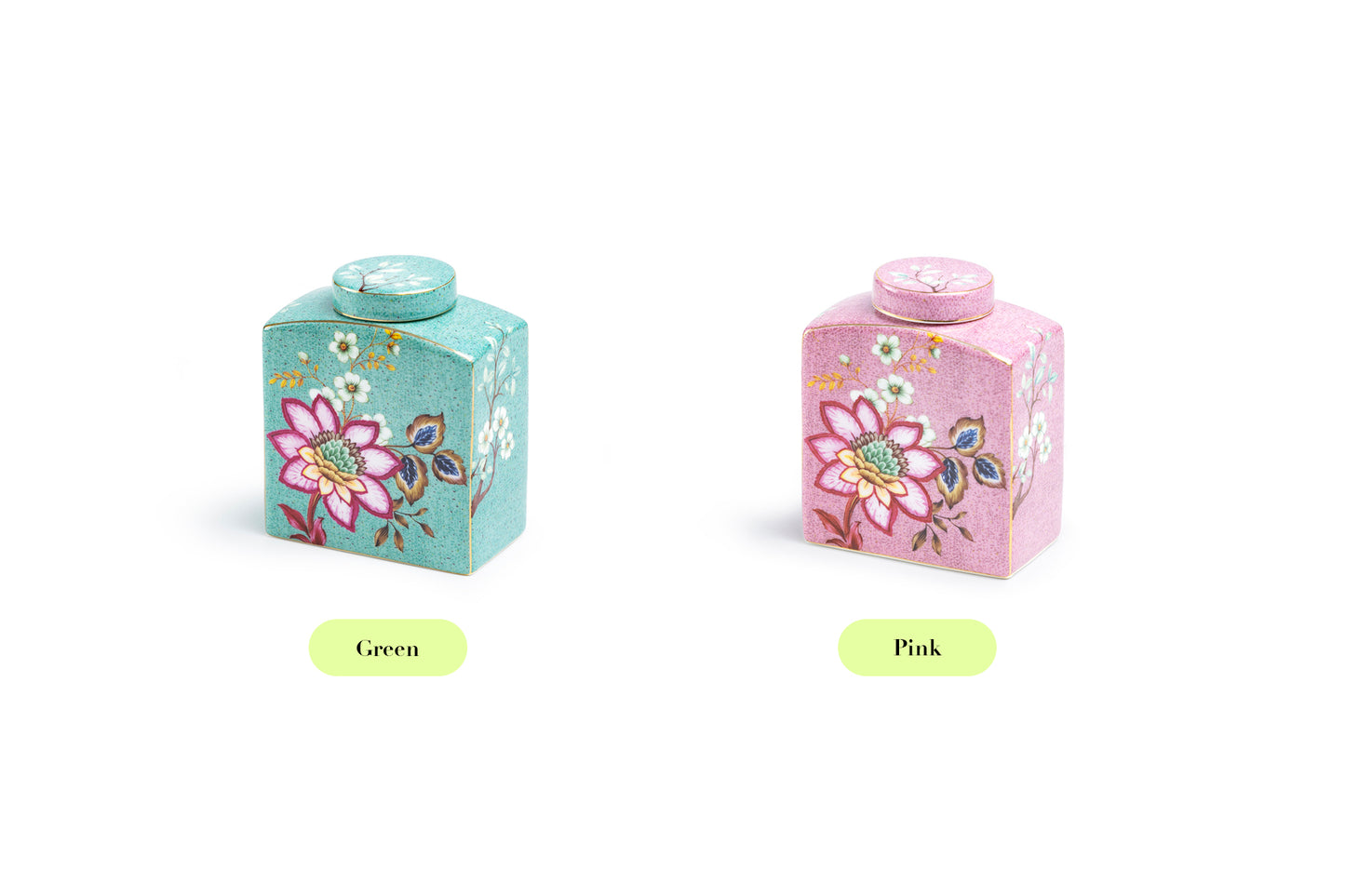Peacock Lotus Garden Pink Fine Porcelain Jar