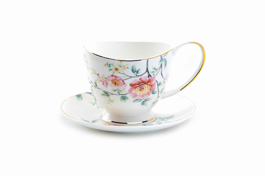 Pink Camellia Fine Porcelain Tea Cup and Saucer