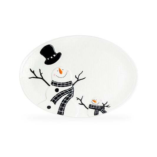 Happy Snowman Oval Serving Platter