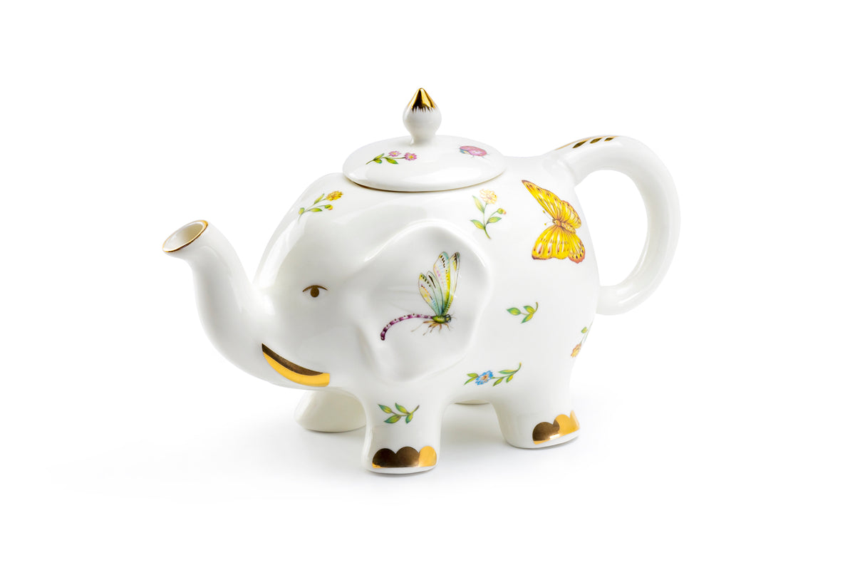 Summer Garden Elephant Fine Porcelain Teapot