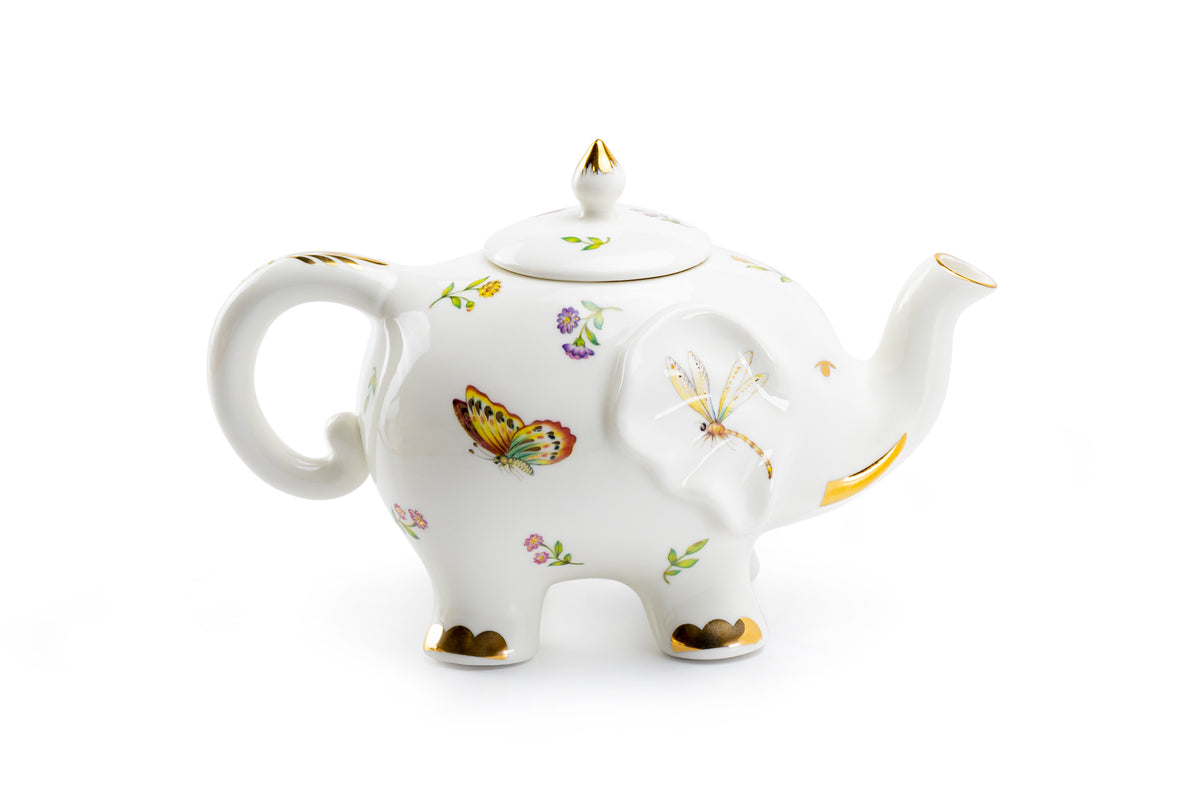 Summer Garden Elephant Fine Porcelain Teapot