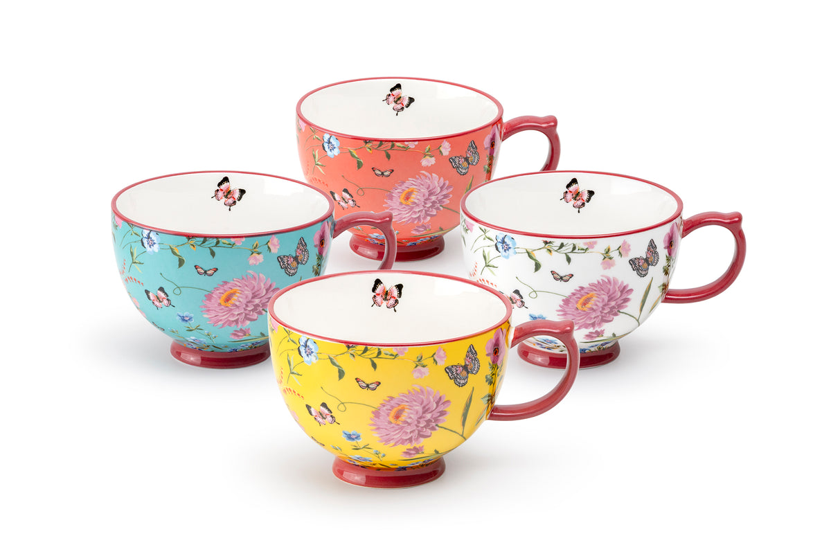 Butterfly Garden Latte Mug Set of 4