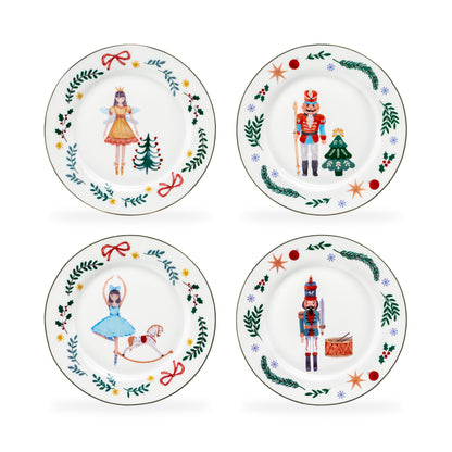 Assorted Nutcracker Wonderland Salad/Dessert Plate Set of 4