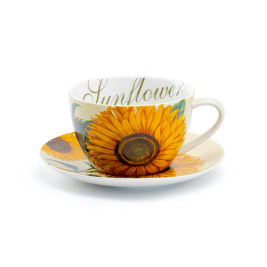 Sunflower Fine Porcelain Breakfast Jumbo Cup and Saucer