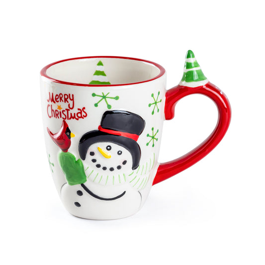 Merry Christmas Snowman and Cardinal Mug