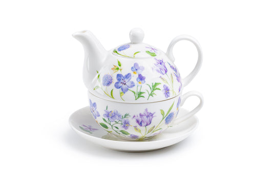 Purple Meadow Fine Porcelain Tea For One Set