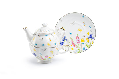 Butterfly Garden Fine Porcelain Tea For One Set