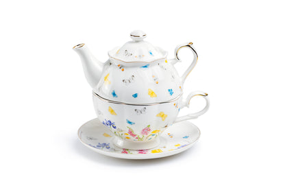 Butterfly Garden Fine Porcelain Tea For One Set