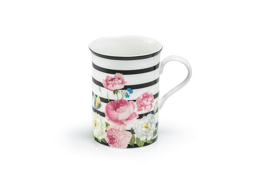 Rose Garden Stripe Bone China Mug