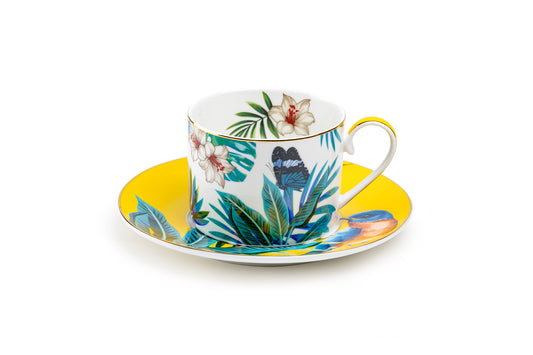 Tropical Bird Fine Porcelain Cup and Saucer