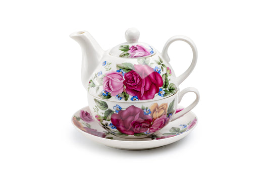Rose Garden Fine Porcelain Tea For One Set