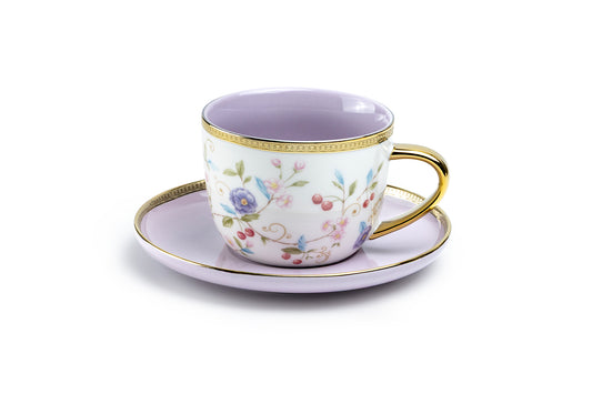 Lavender Blossom Fine Porcelain Cup and Saucer