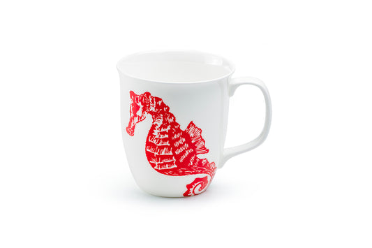 Red Seahorse Bone China Mug