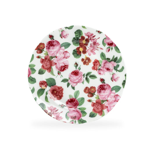 Pink Cabbage Roses Bone China Dessert Plate