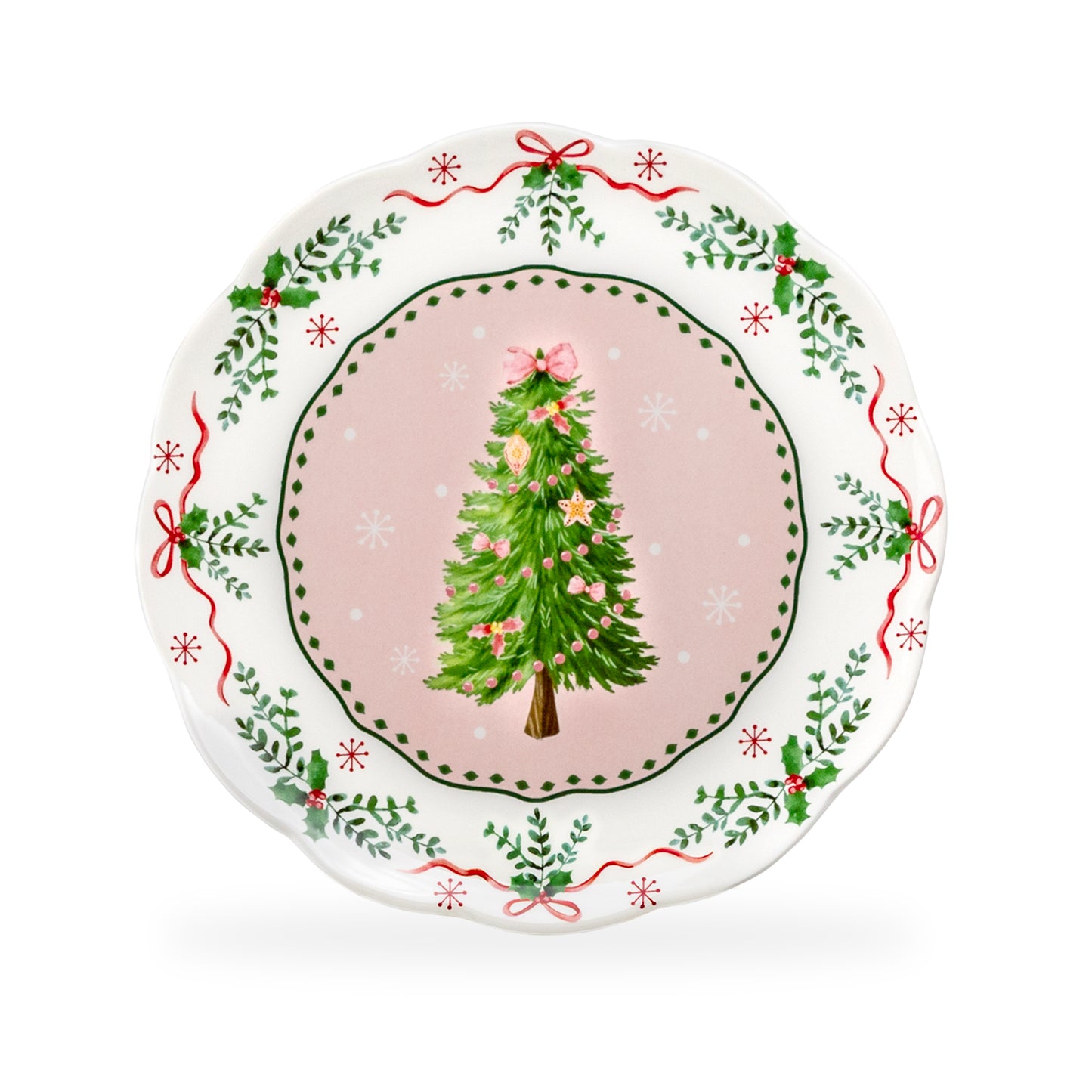 Christmas Tree Pink Dinner Plate