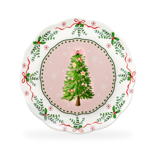 Christmas Tree Pink Dinner Plate