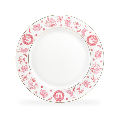 Christmas Pink Bow Fine Porcelain Dinner Plate