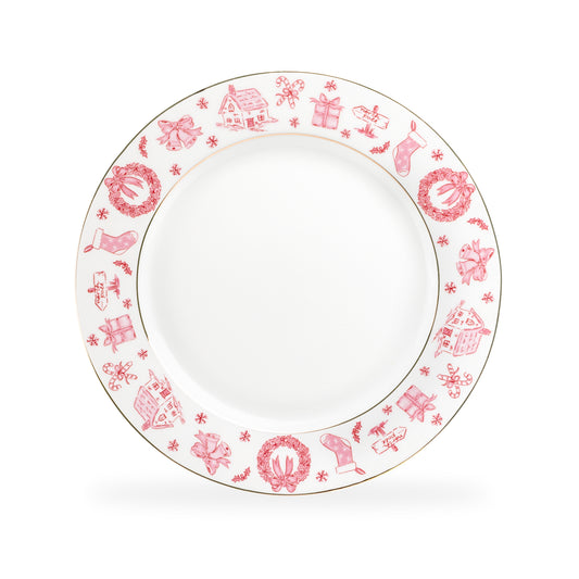 Christmas Pink Bow Fine Porcelain Dinner Plate