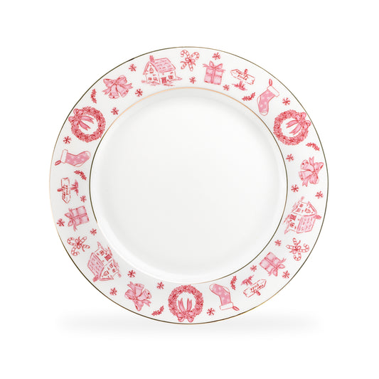 Christmas Pink Bow Fine Porcelain Dinner Plate