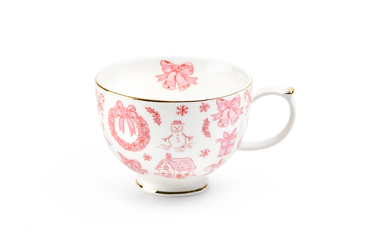 Christmas Pink Bow Fine Porcelain Latte Mug